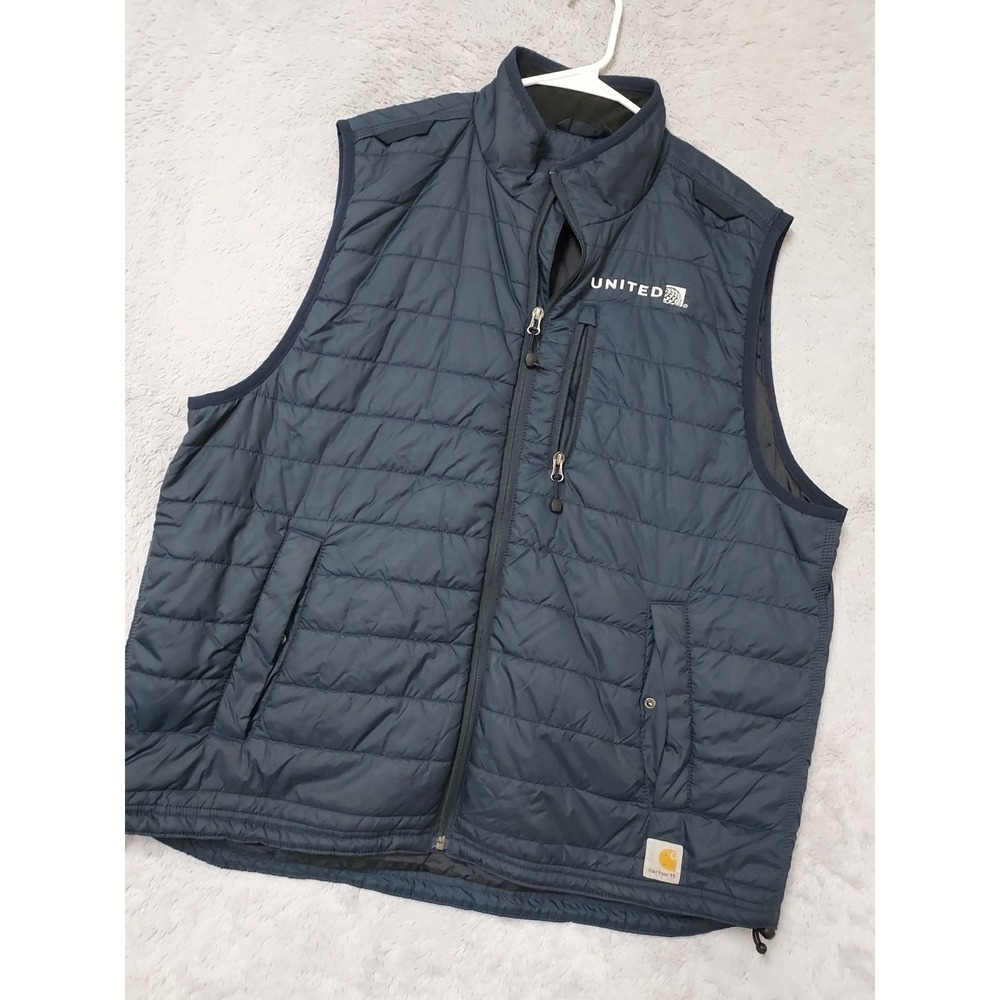 Carhartt Jacket  Mens XL Puffer Vest Navy Full Zip Gilliam Quilted Work UNITED